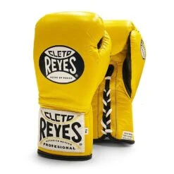 Cleto Reyes 'Safetec' Pro Fight Boxing Glove -GEEZERS BOXING cleto safe tec yellow 2