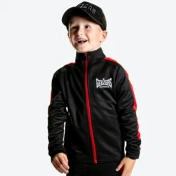 Geezers Junior Poly Tracksuit Top -GEEZERS BOXING g2898 black red b