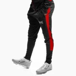 Geezers Poly Tracksuit Pants -GEEZERS BOXING g2902 black red 1
