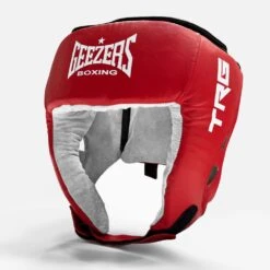 Geezers Leather TRG Boxing Headguard -GEEZERS BOXING g804 red a