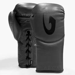 G-Boxing Curve Training/Sparring Boxing Gloves - Lace -GEEZERS BOXING gb160 dark grey black a