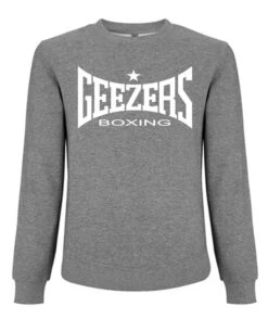 Geezers Sweatshirt Large Logo -GEEZERS BOXING grey white sweatshirt