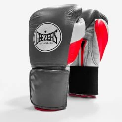 Geezers Halo Training/Sparring Boxing Gloves - Velcro -GEEZERS BOXING halo live images velcro grey red