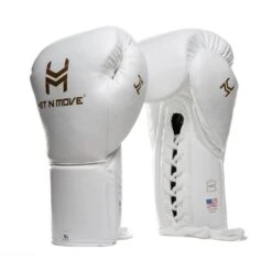 HIT N MOVE All Day Pro Balance Boxing Gloves - Lace -GEEZERS BOXING hm104 white