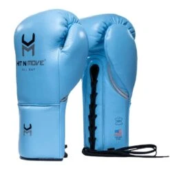 HIT N MOVE Horse Hair Suvari Boxing Gloves - Lace -GEEZERS BOXING hm106 sky blue
