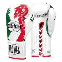 Pro Mex Combatiente Pro Fight Gloves (Not UK) -GEEZERS BOXING pm104 wht red grn a