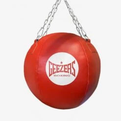 Geezers Elite Pro Leather Super Heavy Wrecking Ball -GEEZERS BOXING super heavy wrecking red