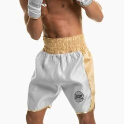 Suzi Wong X Geezers Satin 2 Colour Boxing Shorts -GEEZERS BOXING sw1700 grey gold 1 4