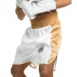 Suzi Wong X Geezers Satin 2 Colour Boxing Shorts -GEEZERS BOXING sw1700 white gold 1