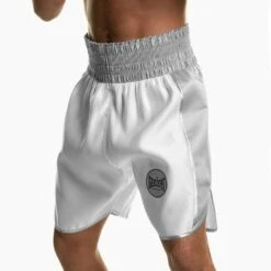 Suzi Wong X Geezers Satin 2 Colour Boxing Shorts -GEEZERS BOXING sw1700 white silver 1