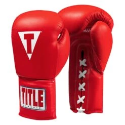 TITLE Classic Leather Training Gloves 2.0 - Lace -GEEZERS BOXING tb109 red a