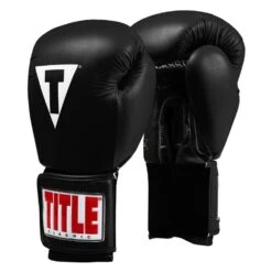 TITLE Classic Leather Elastic Training Gloves 2.0 - Velcro -GEEZERS BOXING tb110 black a 1