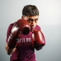 TITLE Boxing Blood Red Leather Bag Gloves -GEEZERS BOXING tb145 f