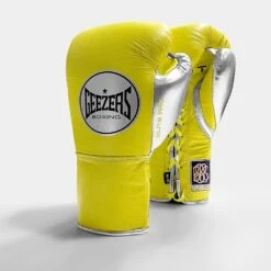 Geezers Elite Pro Fight Gloves - Special Edition -GEEZERS BOXING yellow silver